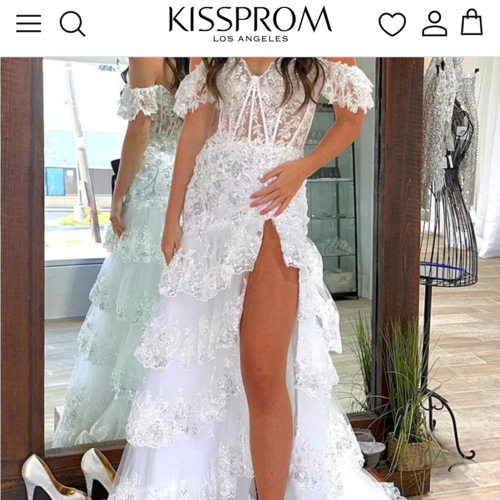 KISSPROM Kennedy |Sheath Off the Shoulder Long Lace Prom Dress (Lace-u
Back)